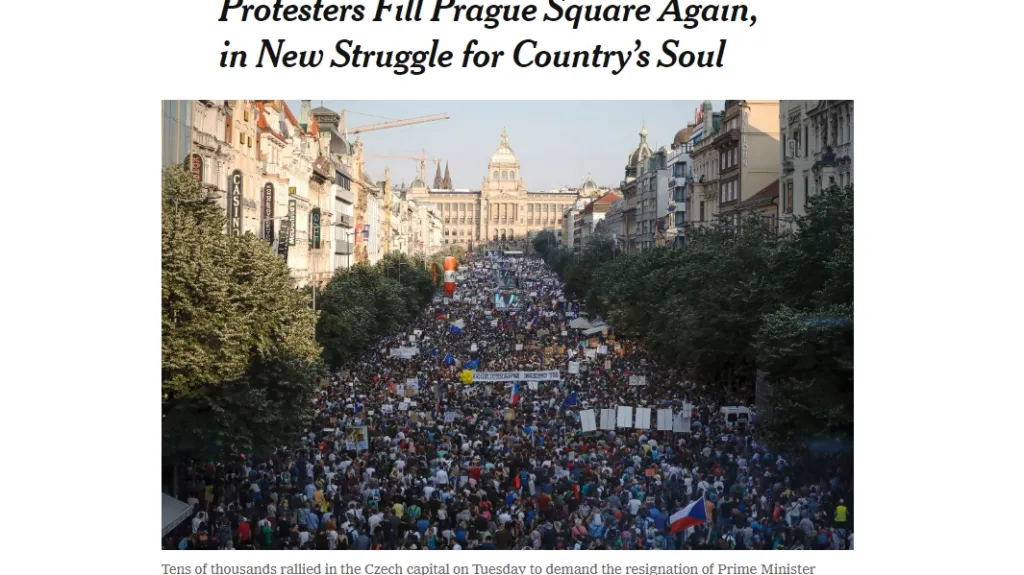 The New York Times o demonstraci v Praze