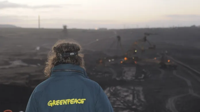 Protest Greenpeace v hnědouhelném dole ČSA u Litvínova