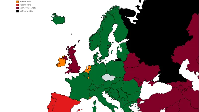 Seznam zemí podle míry rizika nákazy od 12. července 2021
