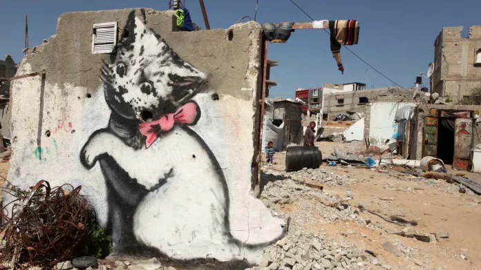 Banksyho údajné dílo v Pásmu Gazy