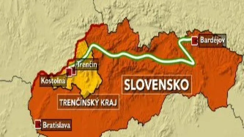 Mapa trasy havarovaného autobusu Student Agency.