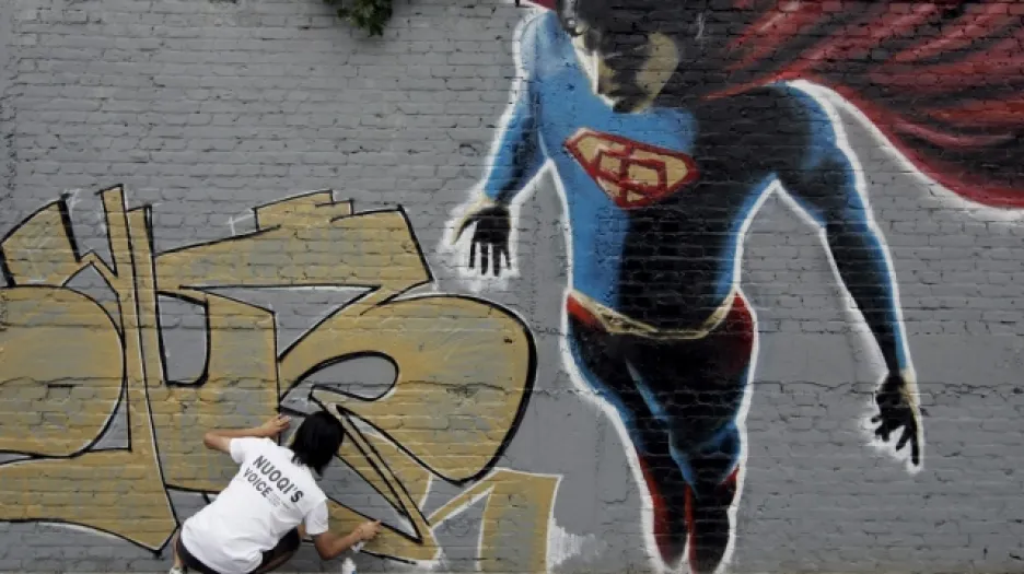 Superman jako graffiti