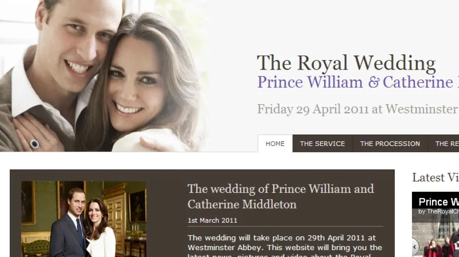 Webové stránky o královské svatbě