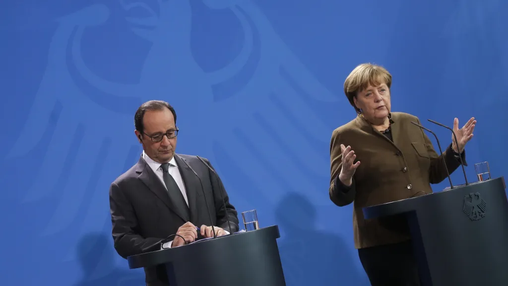 Francois Hollande a Angela Merkelová