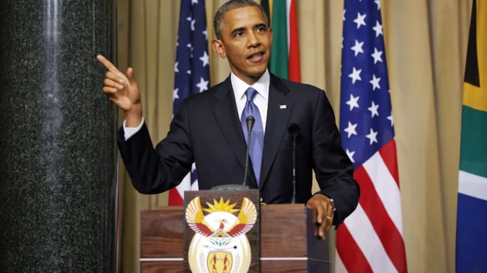 Barack Obama na tiskové konferenci v Pretorii