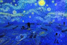 Návštěvníci výstavy kráčí do světů namalovaných Vincentem van Goghem