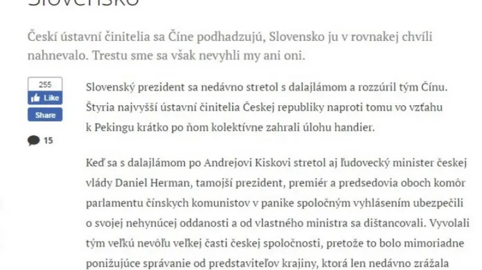 Slovenský Denník N o úloze čtyř nejvyšších ústavních činitelů ČR