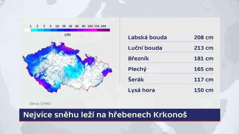 Na horách je stále hodně sněhu