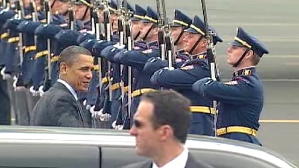 Barack Obama na ruzyňském letišti