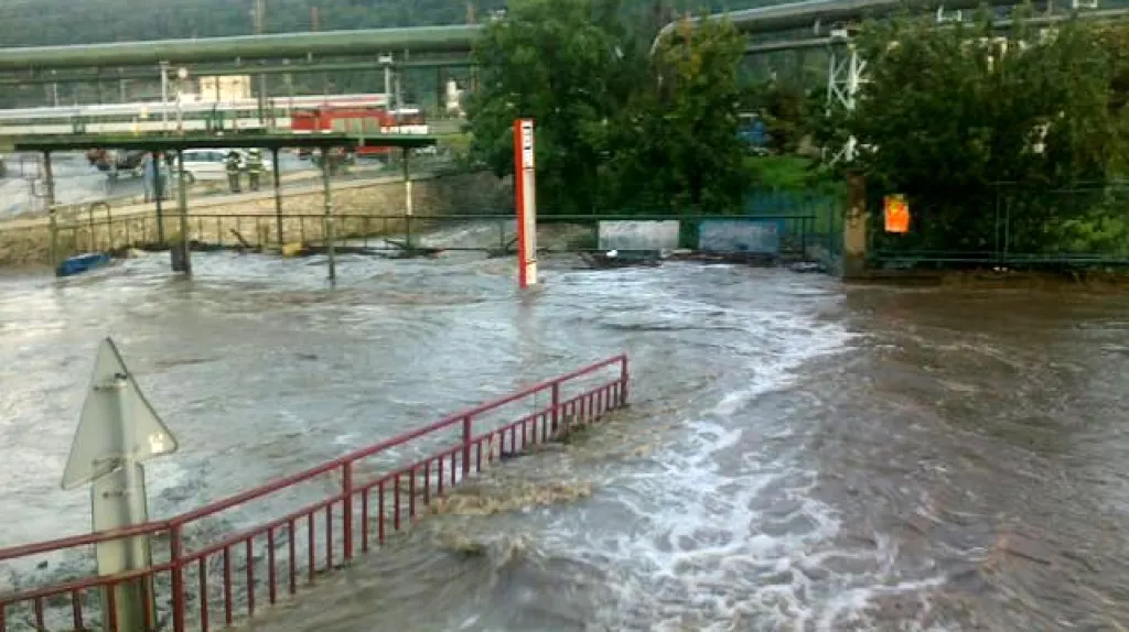 Zaplavené centrum Ústí nad Labem