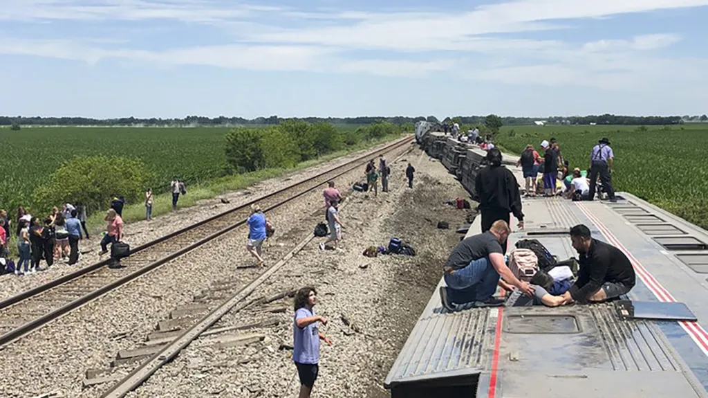 Vykolejený vlak společnosti Amtrak