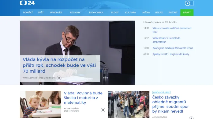 Web ČT24 v roce 2015