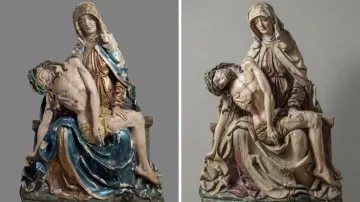 Pieta z Bílska, před a po restaurování