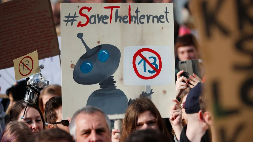 Berlínský protest proti reformě autorských práv na internetu