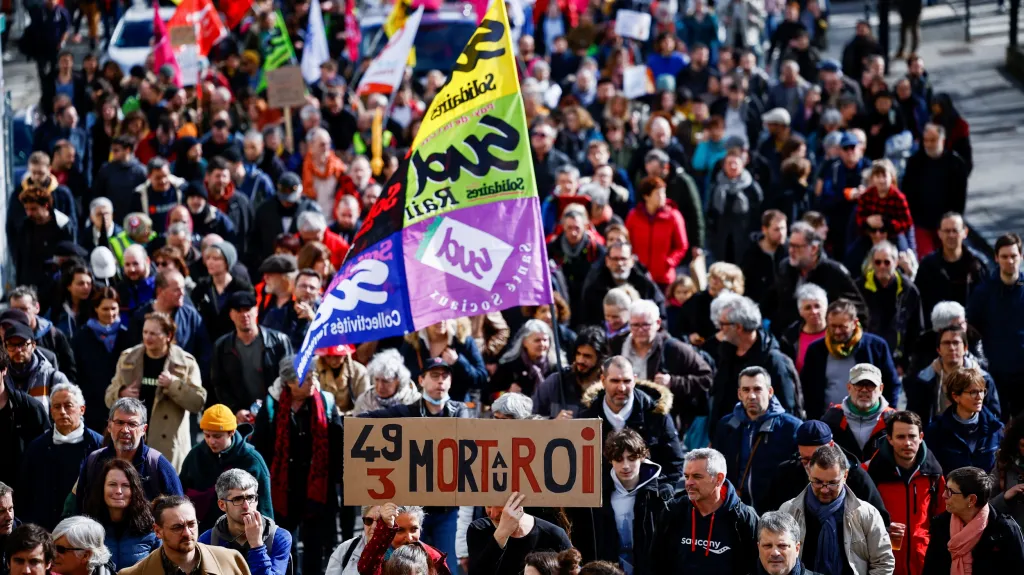 Protest proti důchodové reformě v Nantes