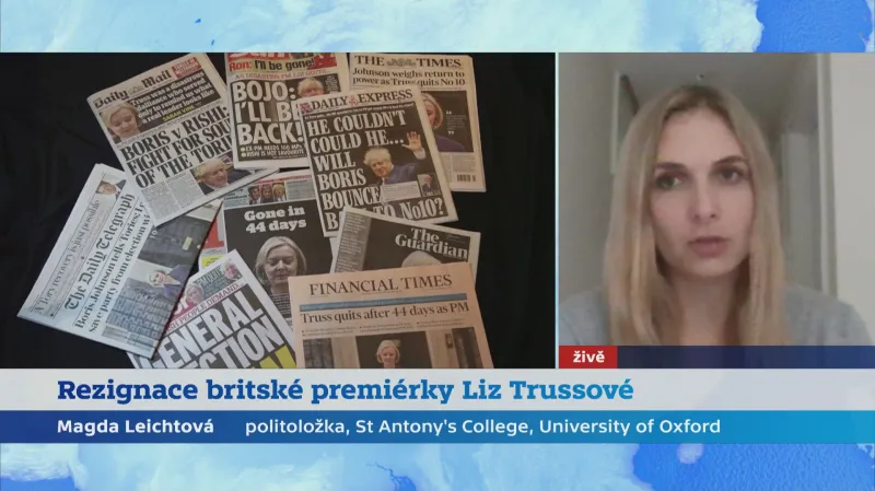 Politoložka Magda Leichtová o politické situaci ve Velké Británii po oznámení rezignace premiérky Trussové
