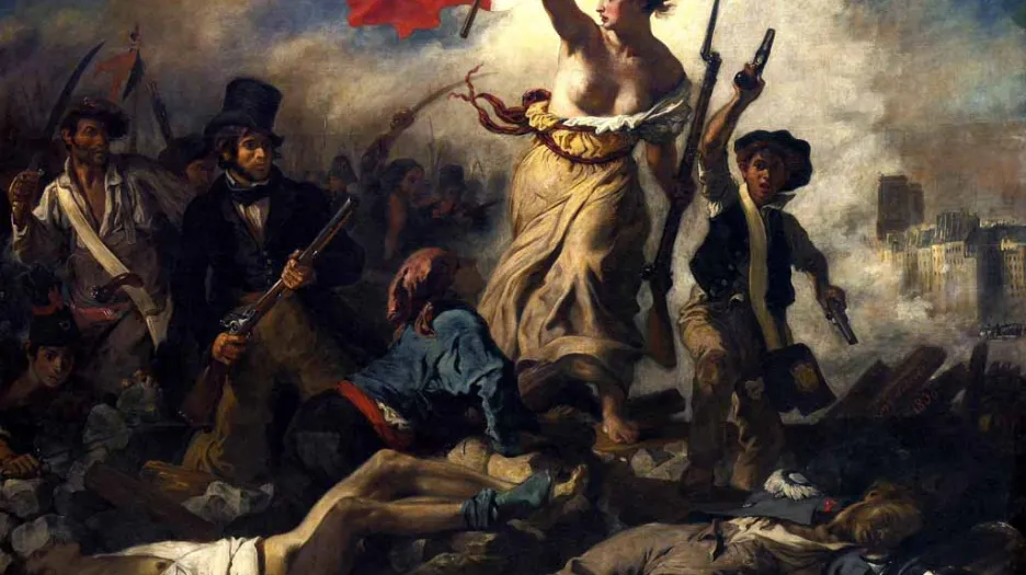 Eugéne Delacroix - Svoboda vede lid na barikády (1830)