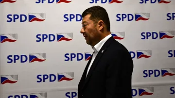 Tomio Okamura ve volebním štábu SPD