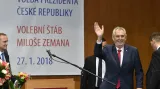 Vítěz prezidentských voleb Miloš Zeman po oznámení výsledků v TOP Hotelu Praha