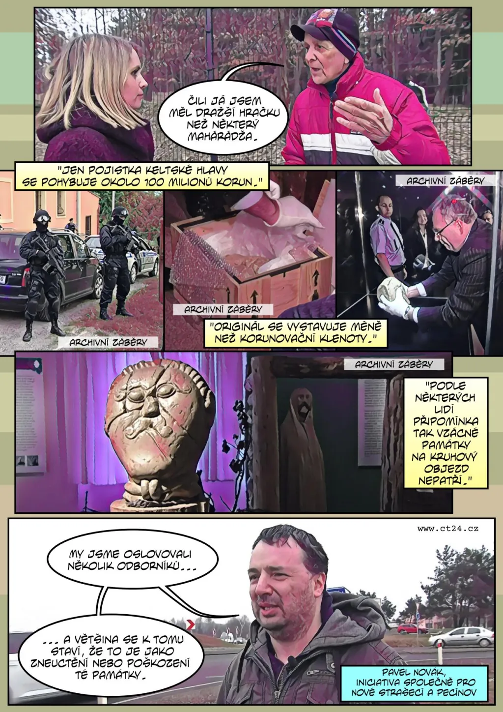 Hlava kelta uprostřed kruhového objezdu. Návrh budí rozporuplné reakce
