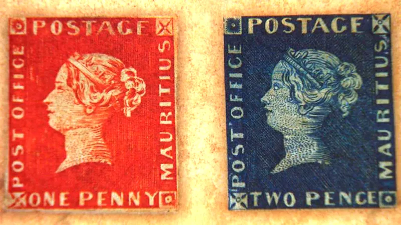 Červený a modrý mauritius