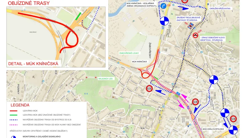 Dopravní omezení v Brně-Žabovřeskách