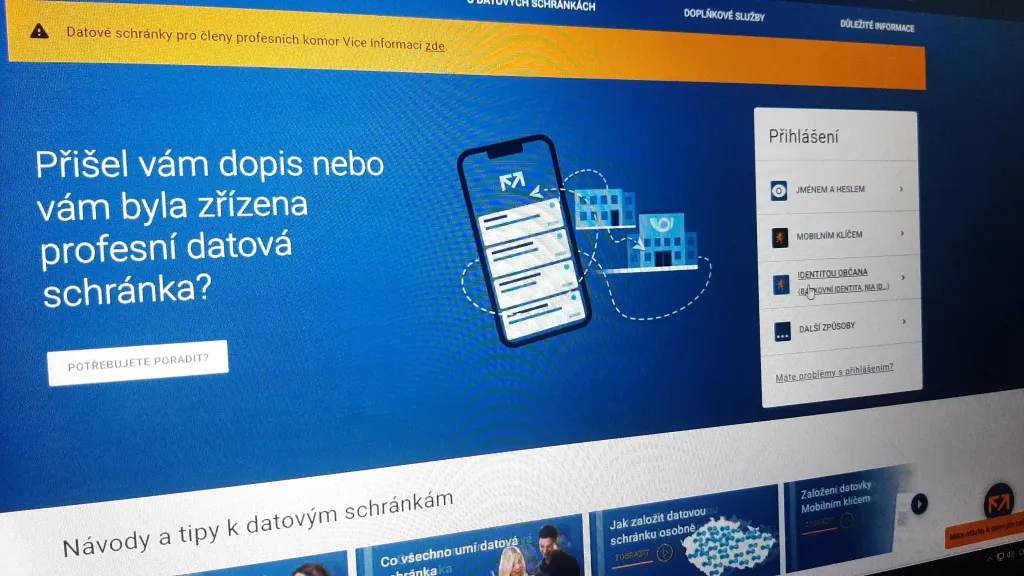 Přihlášení do datové schránky