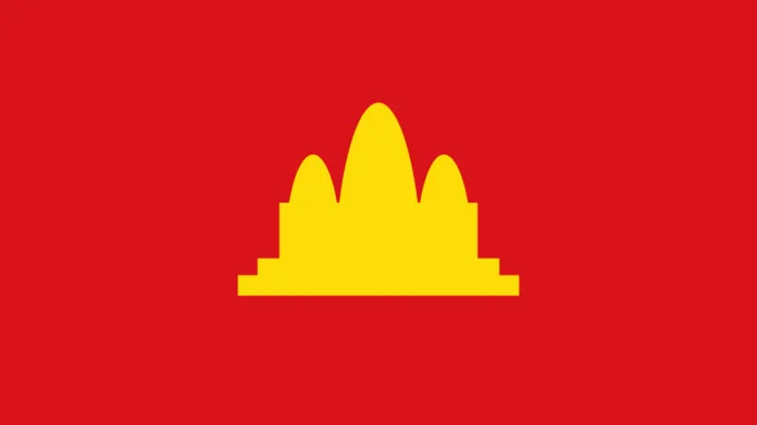 Vlajka Demokratické Kampučie vyhlášené Rudými Khmery