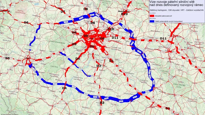 Vize rozvoje dálnic - Zátěžový kartogram