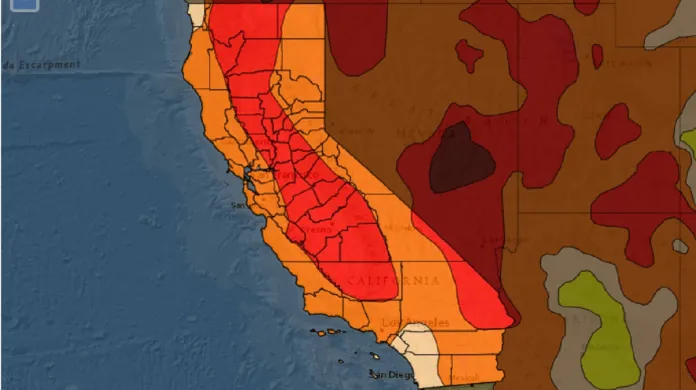 Sucho v Kalifornii na konci dubna