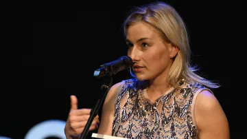 Novinářka Zdislava Pokorná (při přebírání novinářské ceny v roce 2023)