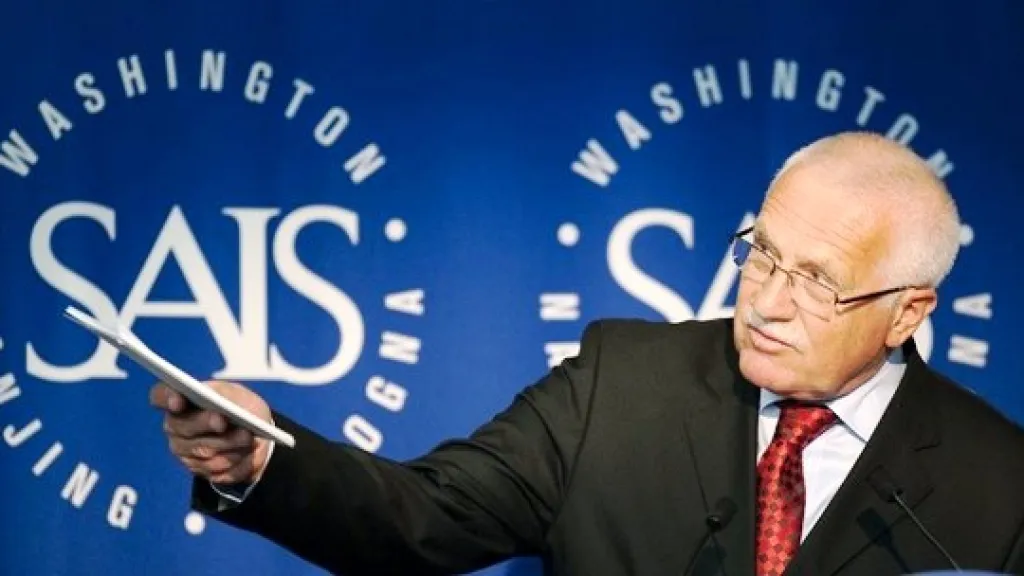 Václav Klaus na Univerzitě Johnse Hopkinse