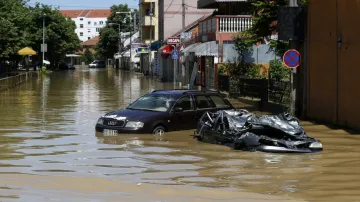 Záplavy v srbském městě Obrenovac