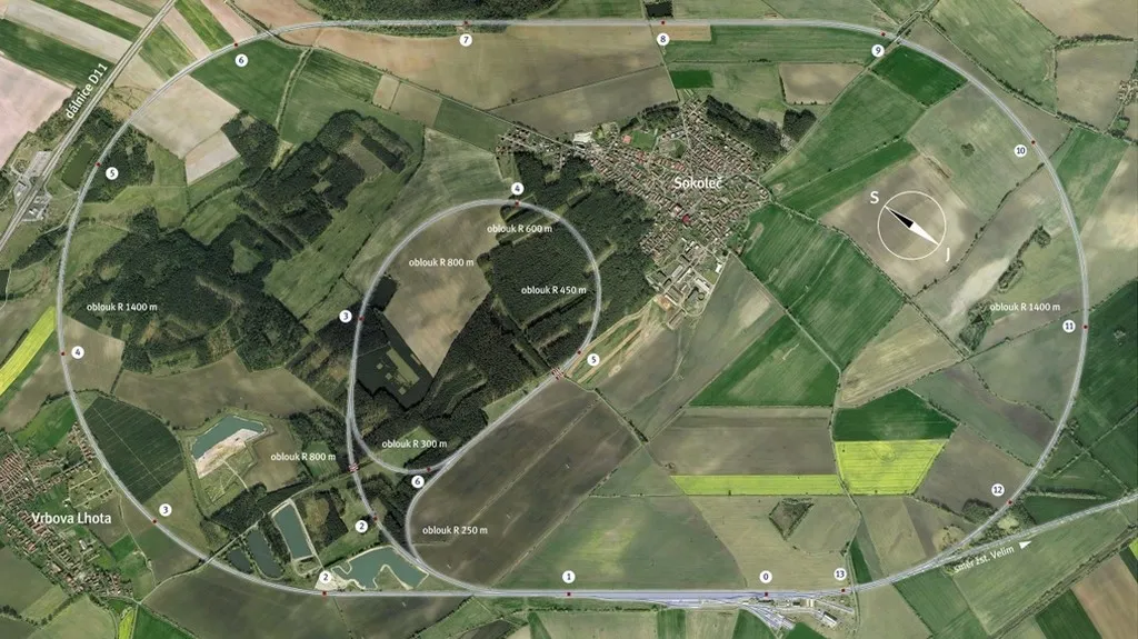 Schématický plánek železničních zkušebních okruhů