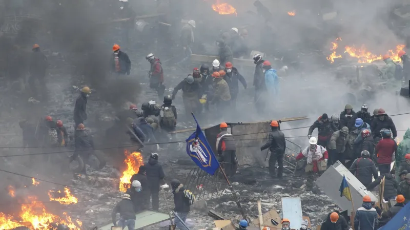 Pouliční boje v centru Kyjeva