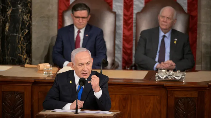 Izraelský premiér Netanjahu při projevu v americkém Kongresu