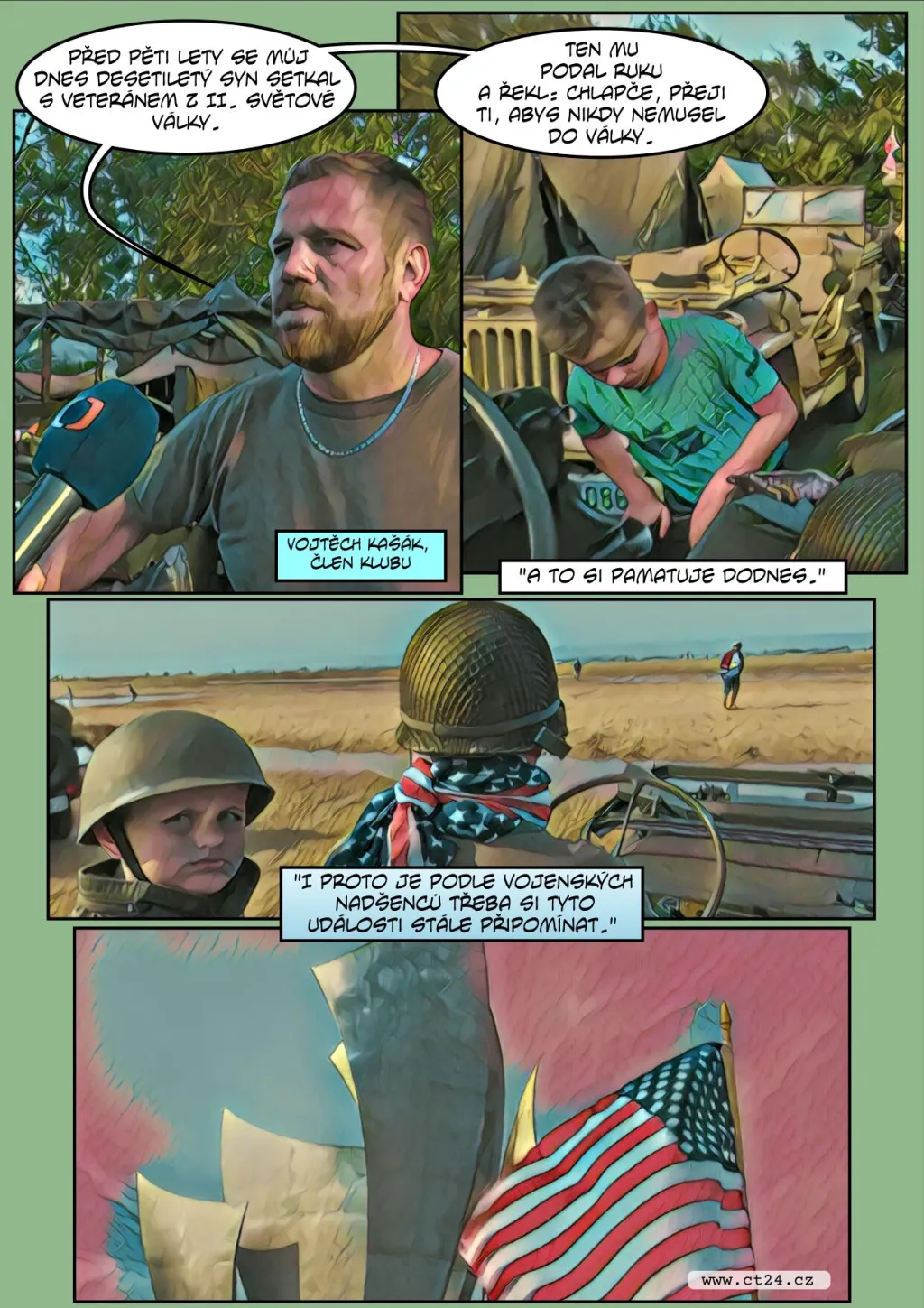 Komiks: Češi na výročí vylodění v Normandii