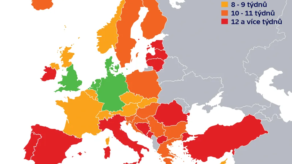 Délka letních prázdnin v Evropě na prvních a druhých stupních základních škol