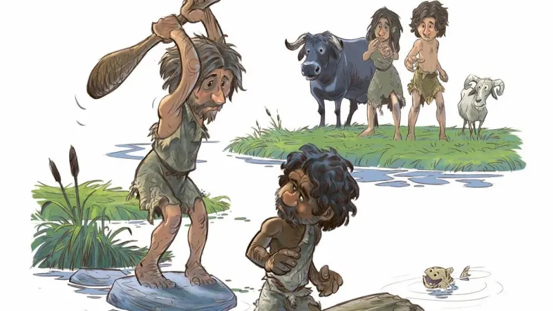 Kreslený obrázek přiložený k novému výzkumu ukazuje, jak byl muž z Vittrupu pravděpodobně obětován v bažině