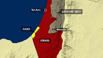 Mapa Izraele a západního břehu Jordánu