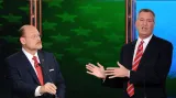 Joe Lhota (vlevo) a Bill de Blasio v předvolební debatě