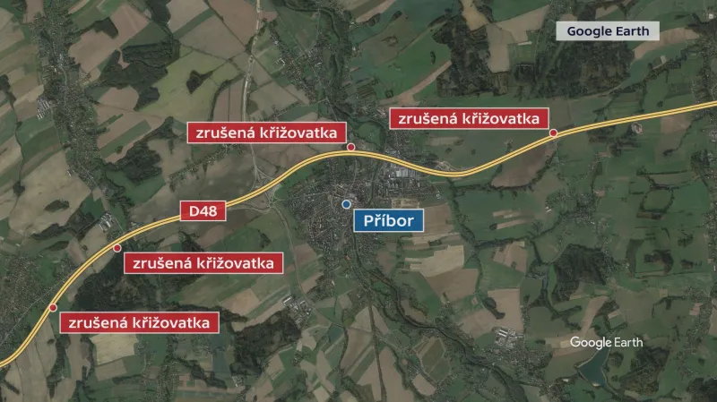 Zrušené křižovatky na dálnici D48