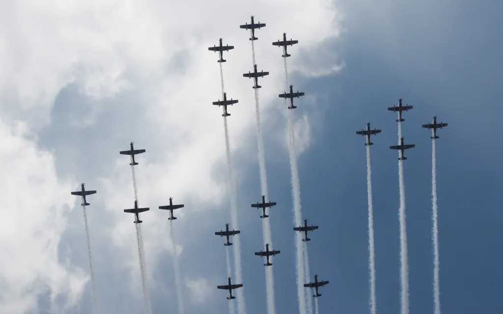 Na přehlídce nesmělo chybět představení vzdušných sil