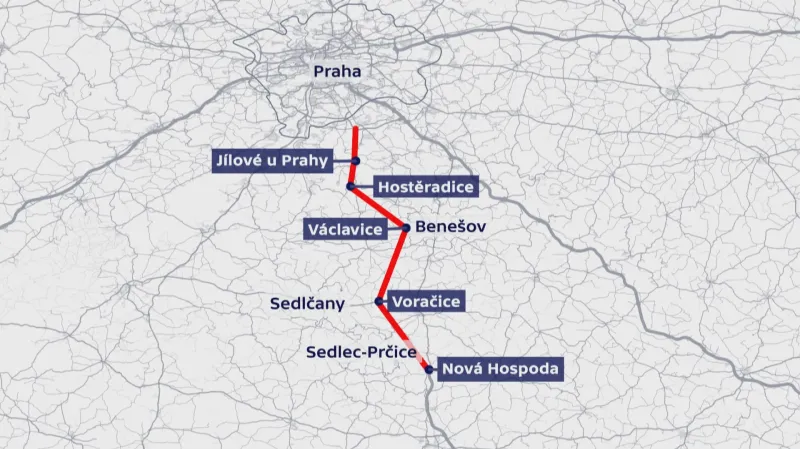 Schválená trasa D3 ve Středočeském kraji