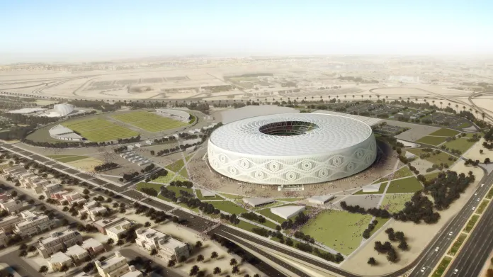 Architektonický plán stadionu Al Thumama v Dauhá pro fotbalové MS 2022 v Kataru