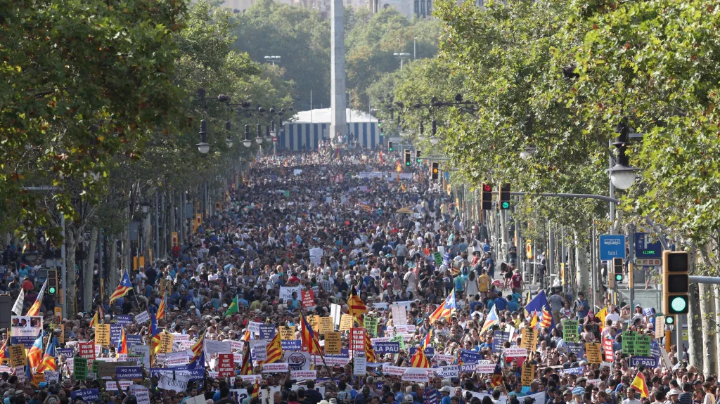 Pochod proti terorismu v Barceloně