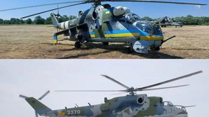 Srovnání původně českého vrtulníku ve službách ukrajinského letectva a poslední známé podoby českého stroje číslo 3370