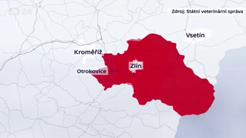 Mapa zamořeného území