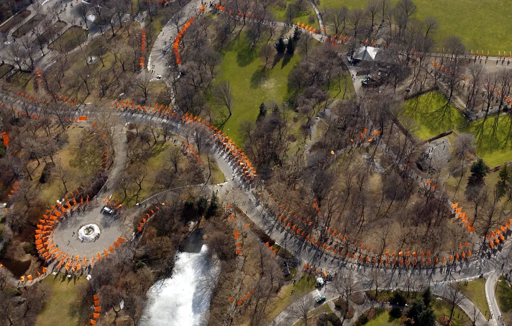 Projekt The Gates v newyorském Central Parku z ptačího pohledu