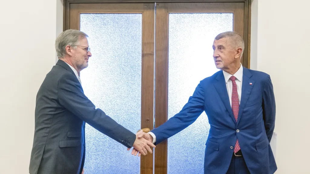 Petr Fiala (ODS) a Andrej Babiš (ANO) na snímku z června 2024